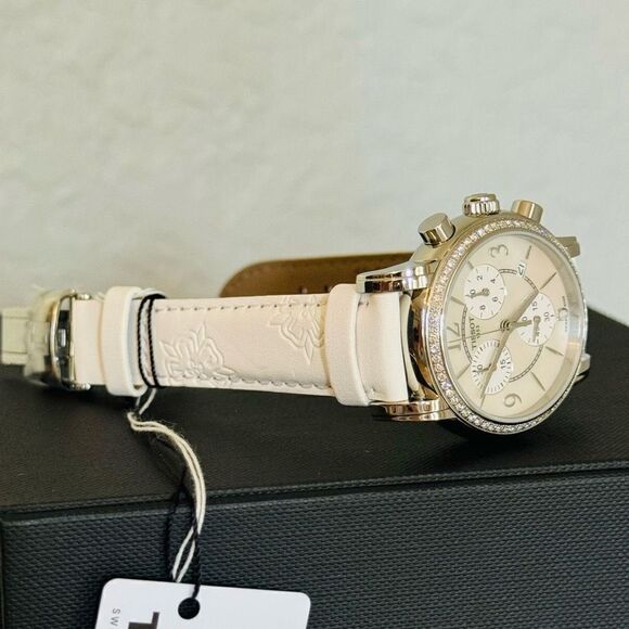 Tissot Women's Dressport Diamond Synthetic Leather Watch, 35mm, White Pearl, NWT - Picture 15 of 16